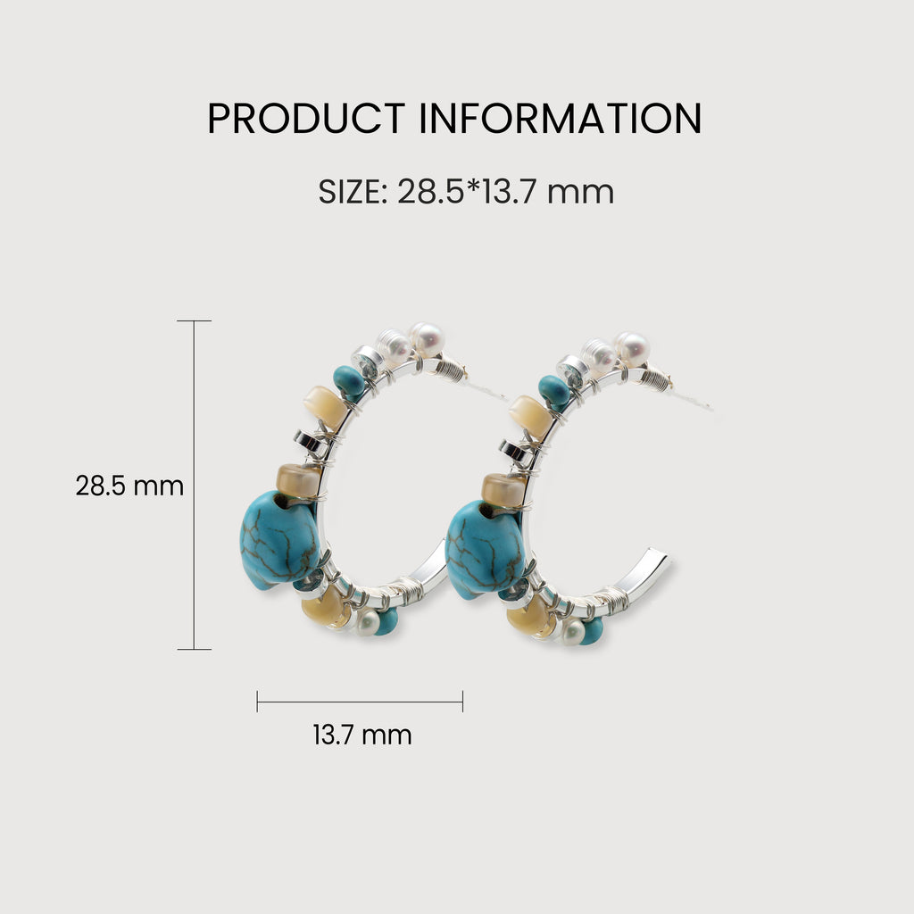 Turquoise Pearl Hoops