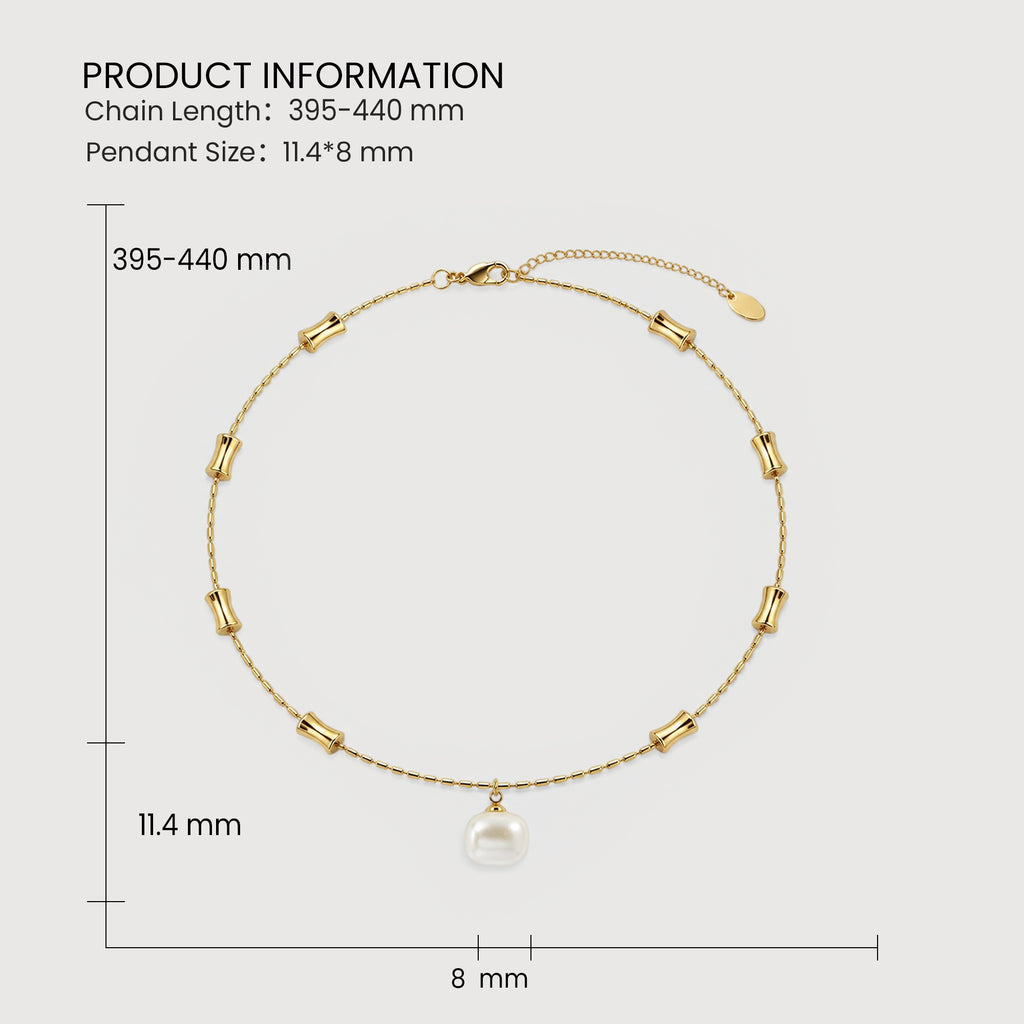 Golden Pearl Charm Necklace