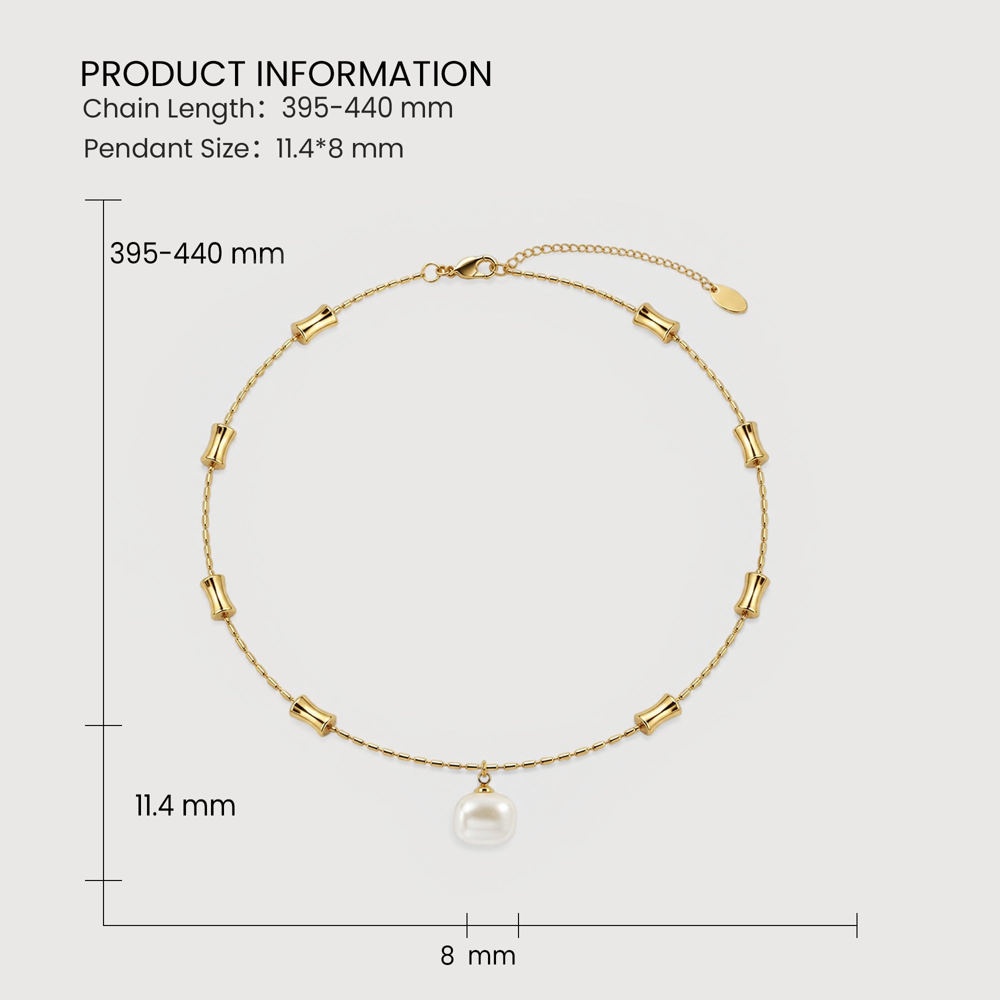 Golden Pearl Charm Necklace