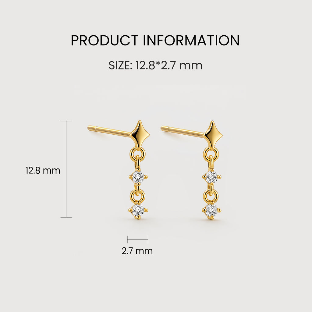 Star Zircon Drop Earrings