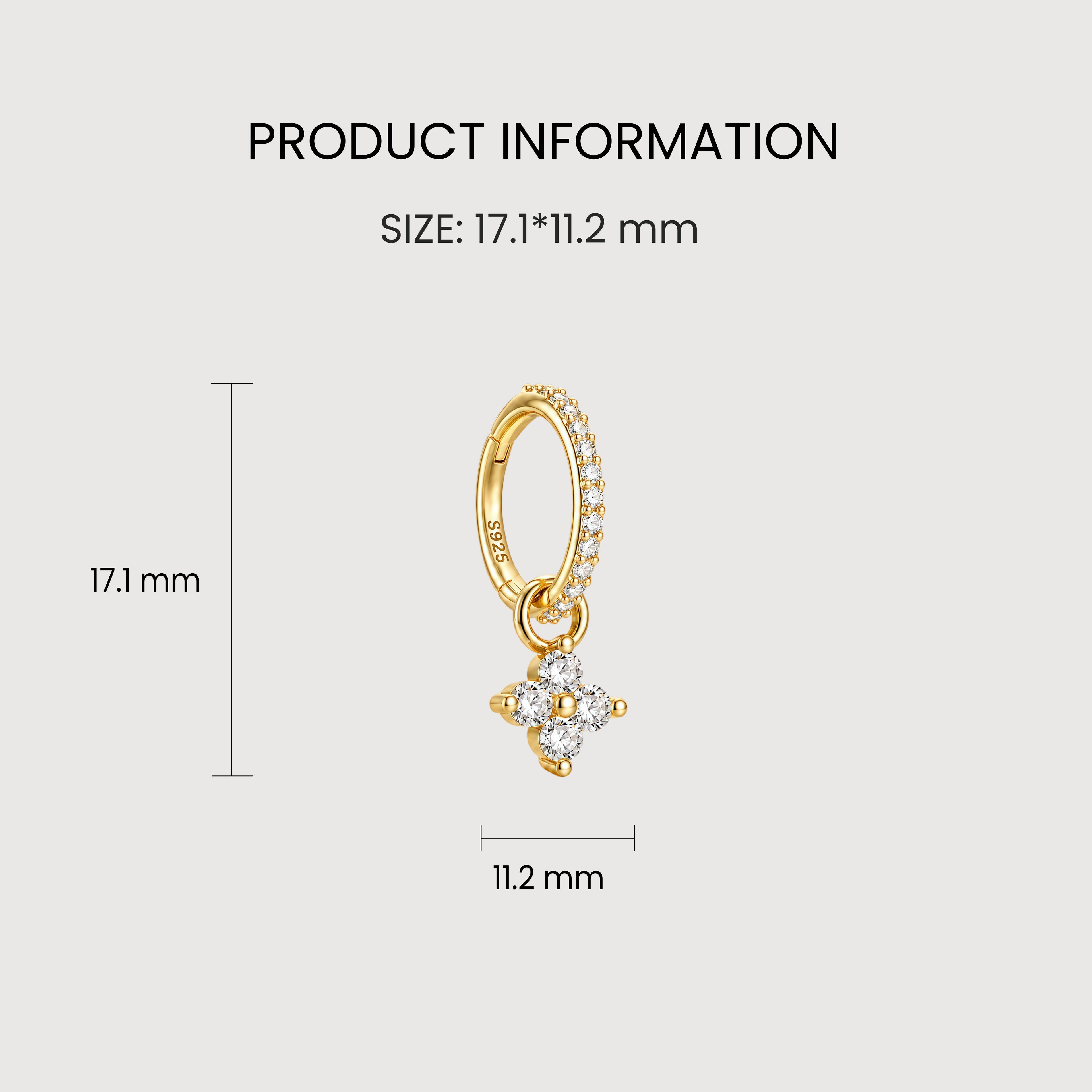 Zircon Clover Huggie Earrings