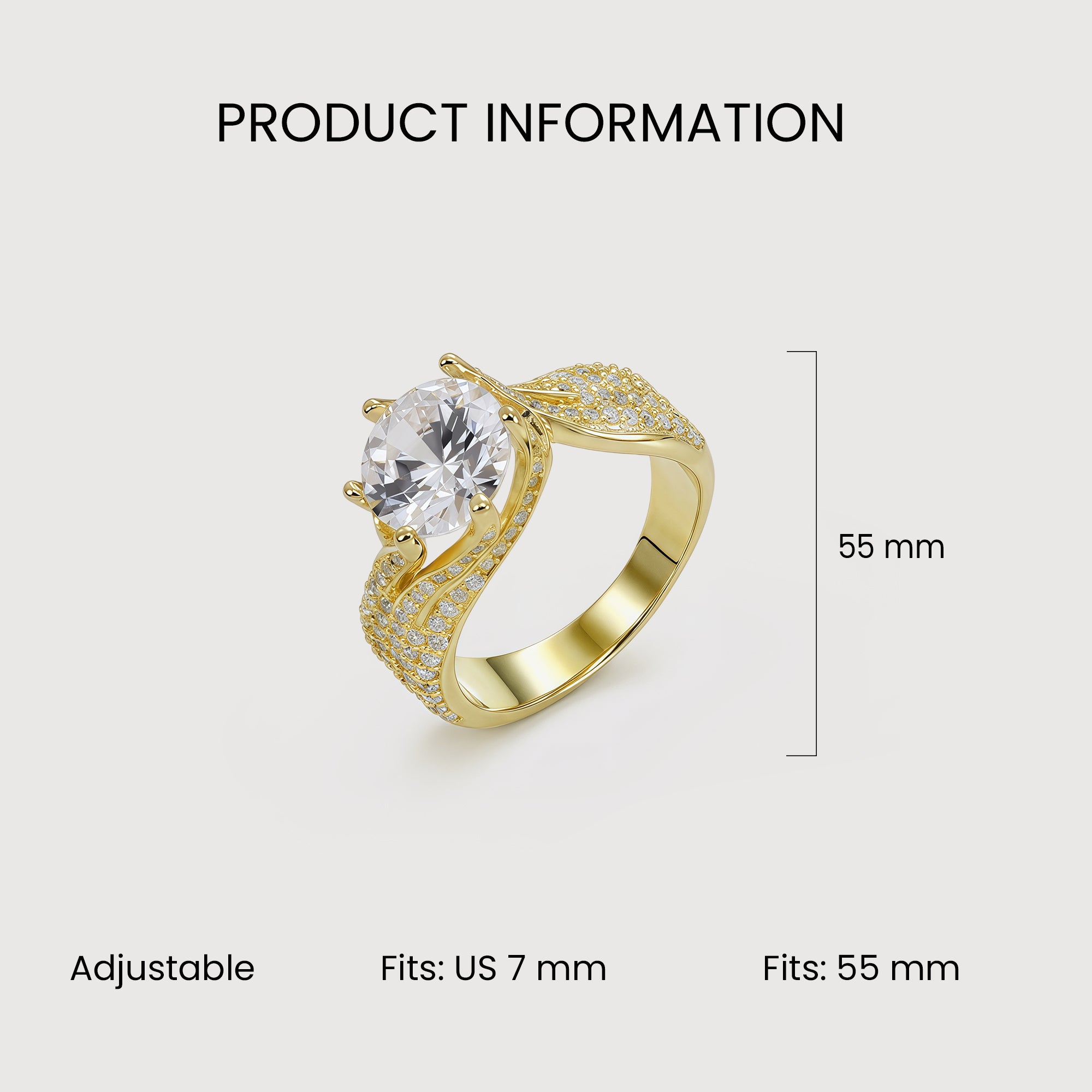 3 ct Moissanite Gold Ring