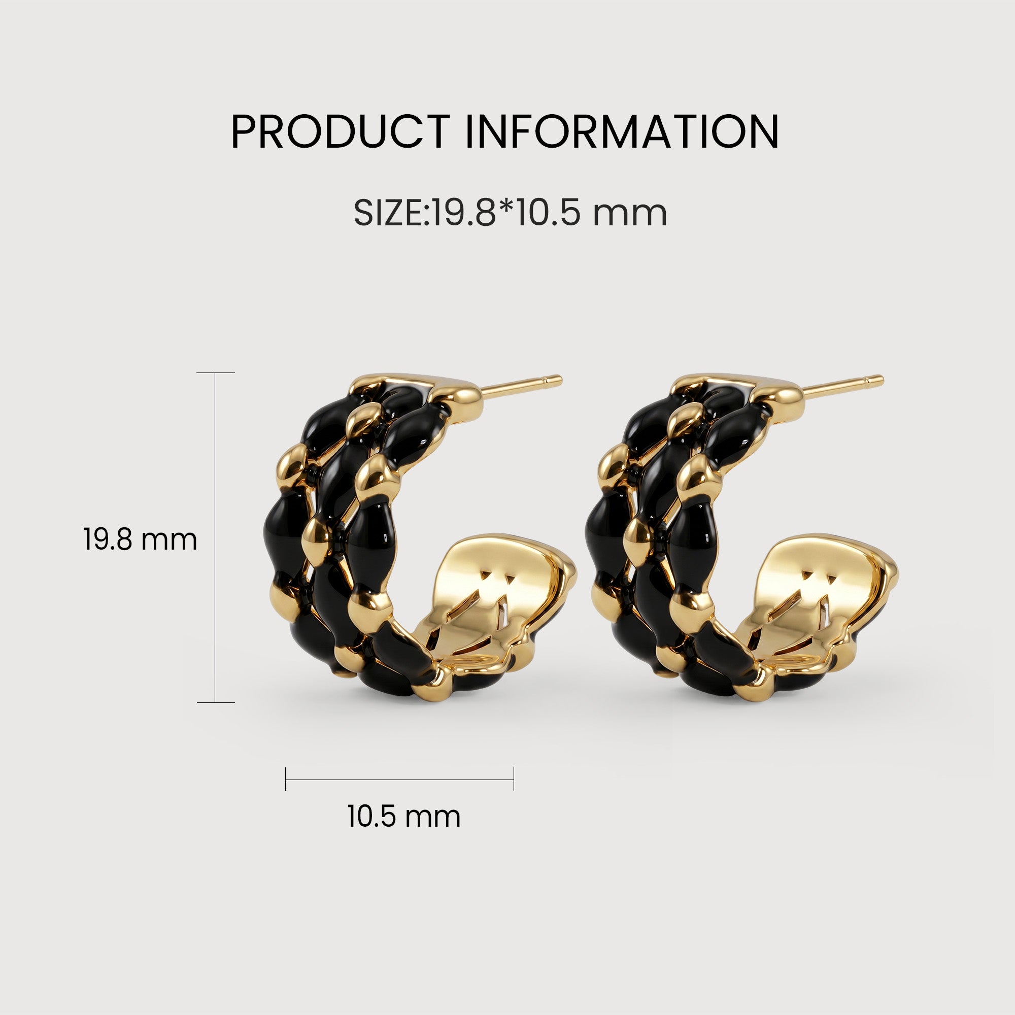 Black Enamel Hoop Earrings