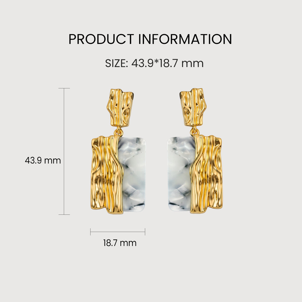 Marble Gold Drop Earrings