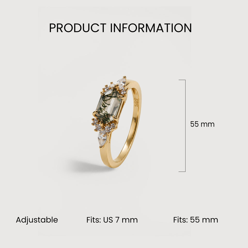 Green Moss Agate Gold Ring