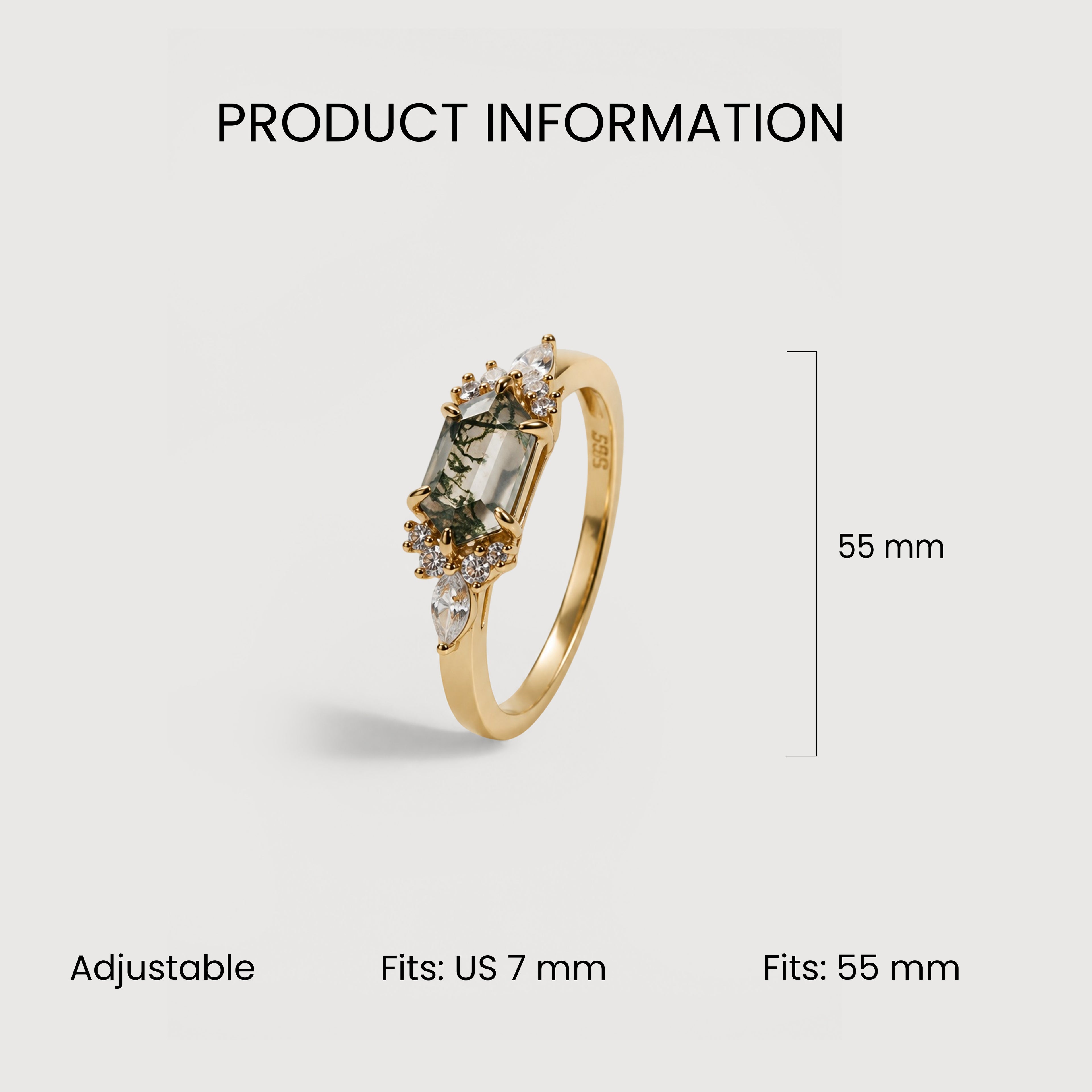 Green Moss Agate Gold Ring