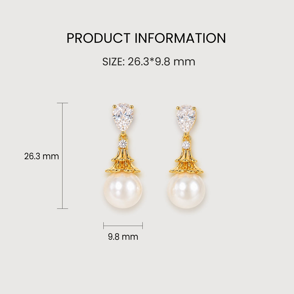 Pearl Zircon Drop Earrings
