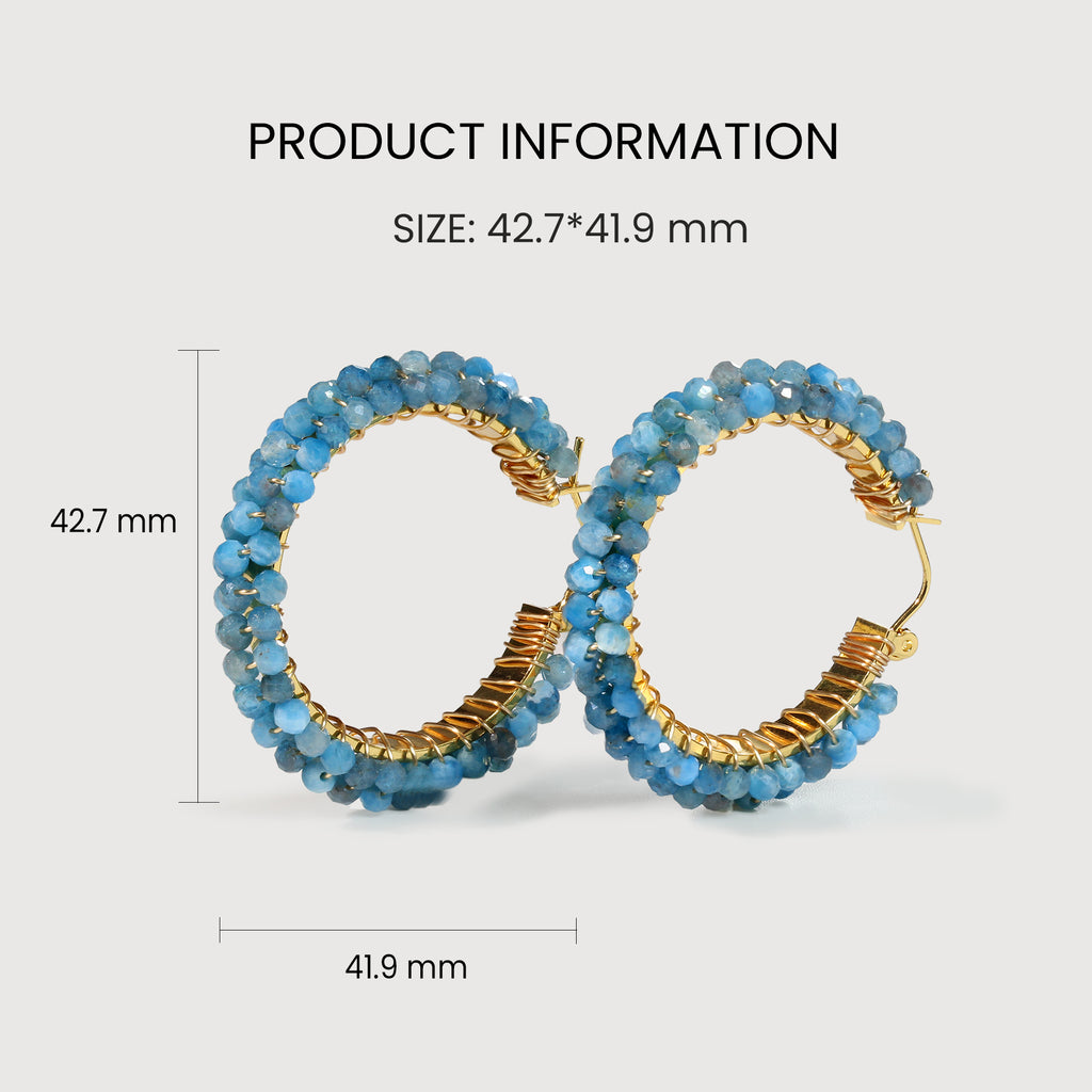 Blue Agate Hoop Earrings