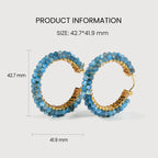 Blue Agate Hoop Earrings