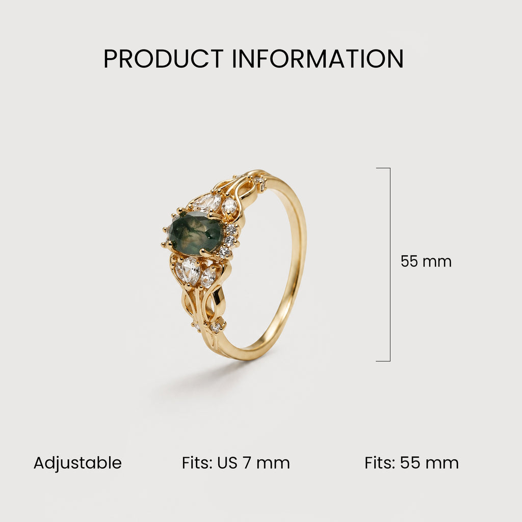 Moss Agate Halo Ring