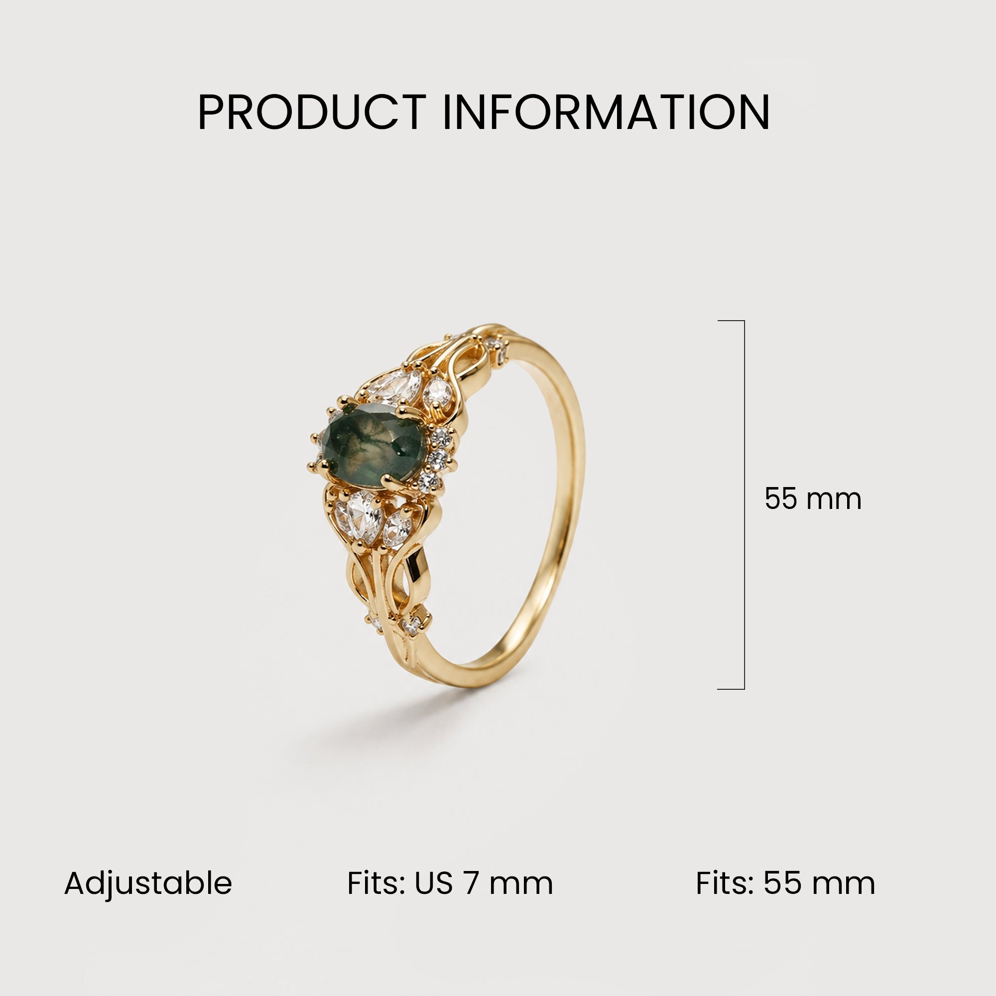 Moss Agate Halo Ring