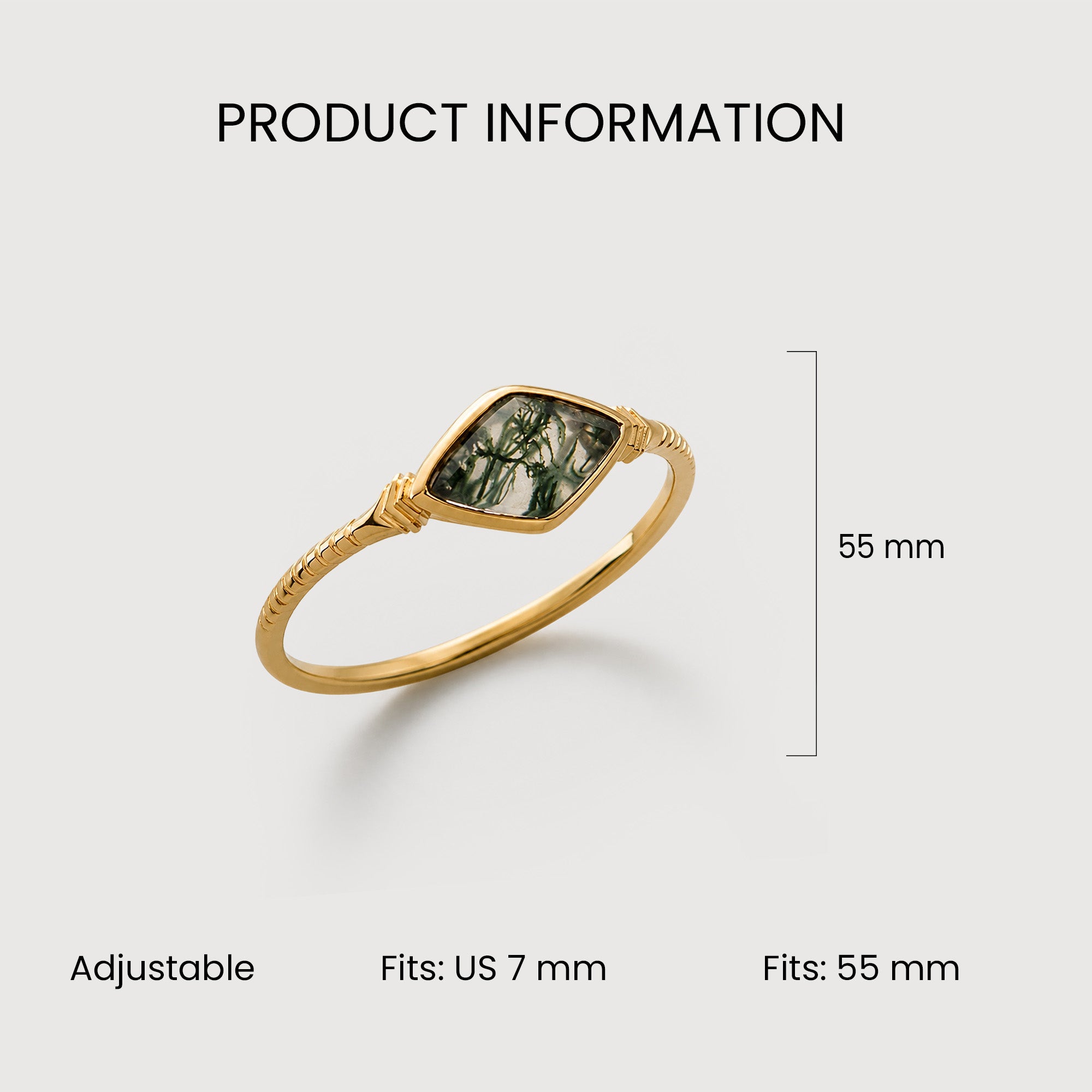 Moss Agate Gold Ring