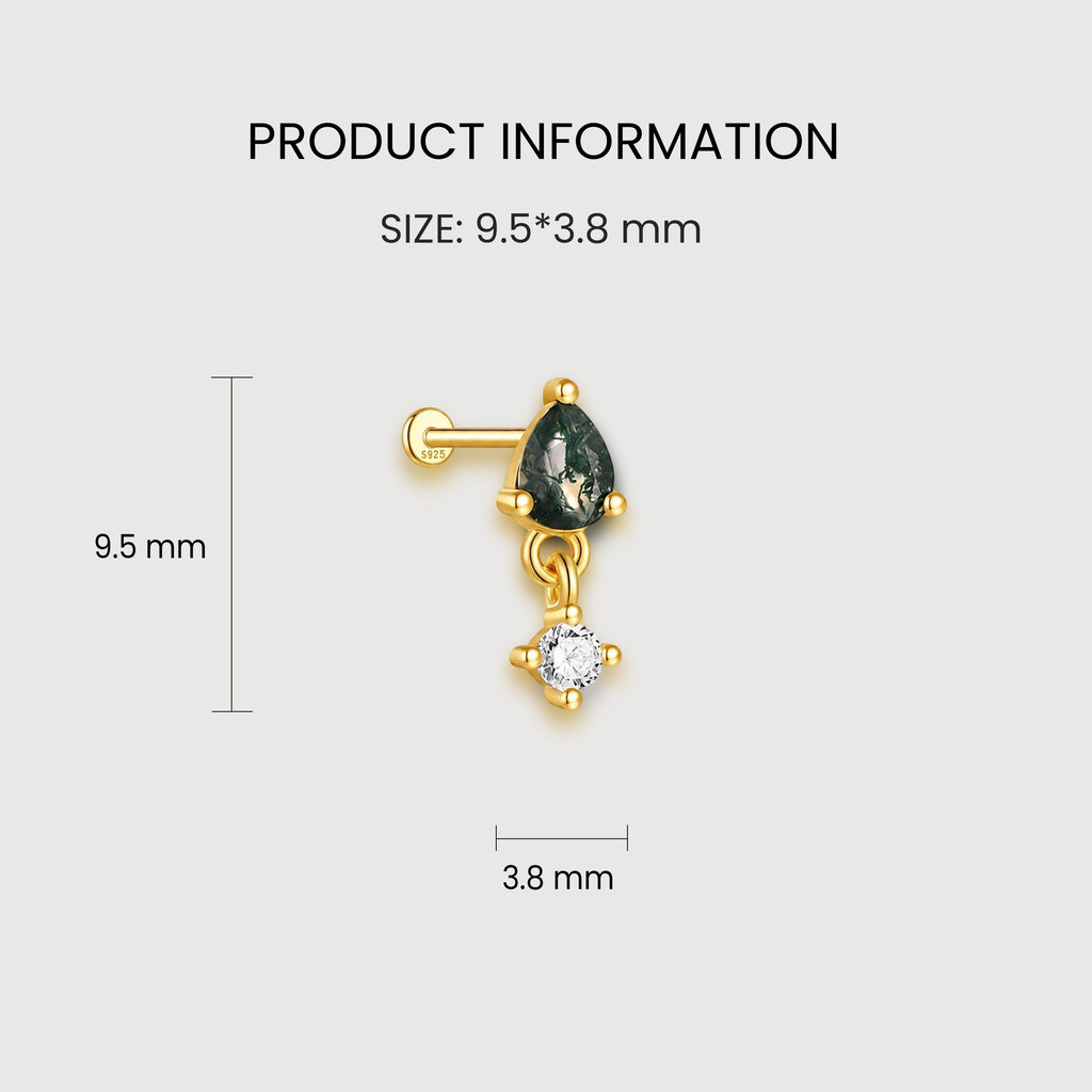 Moss Agate Drop Studs