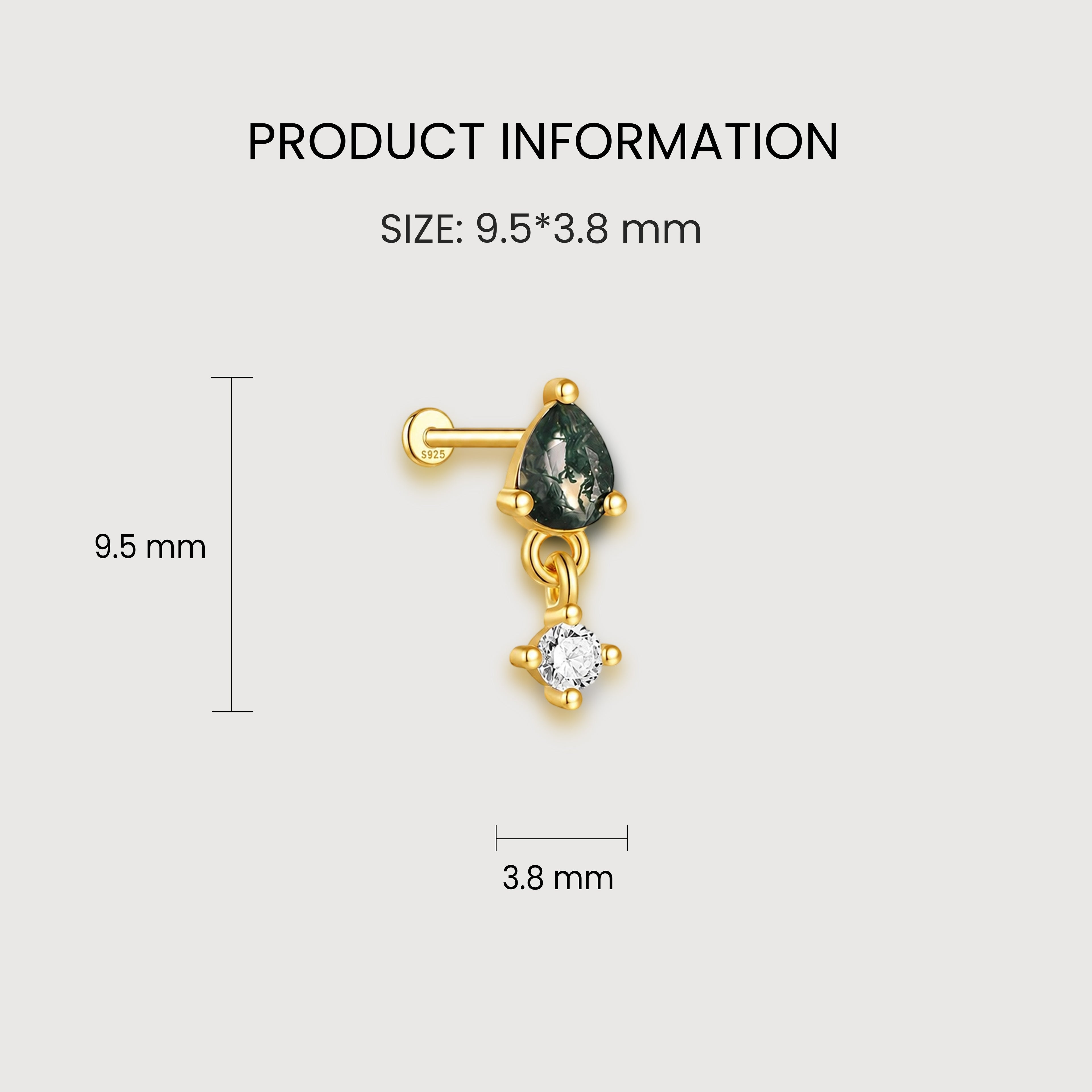 Moss Agate Drop Studs