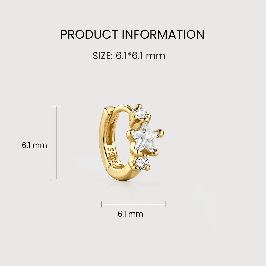 Star Zircon Huggie Earring