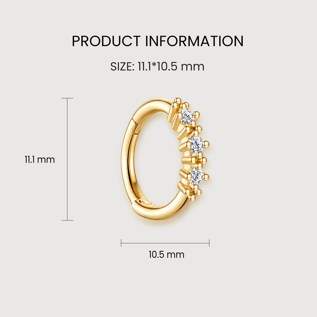 Triple Zircon Huggie