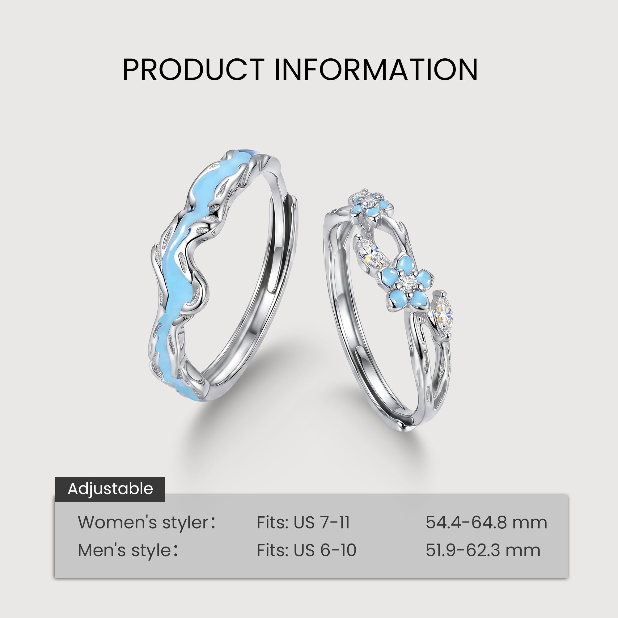 Forget-Me-Not Couple Rings