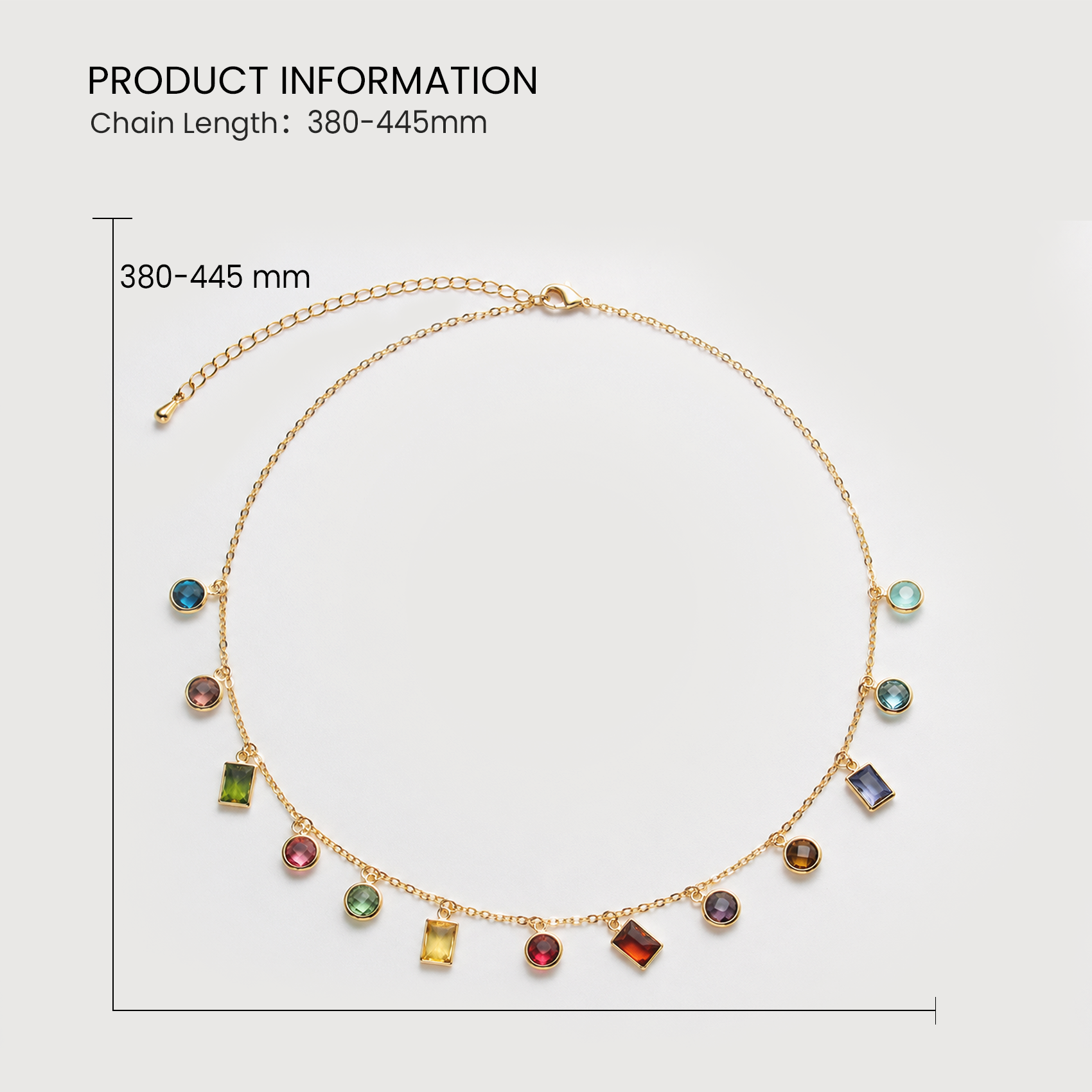 Rainbow Crystal Charm Necklace