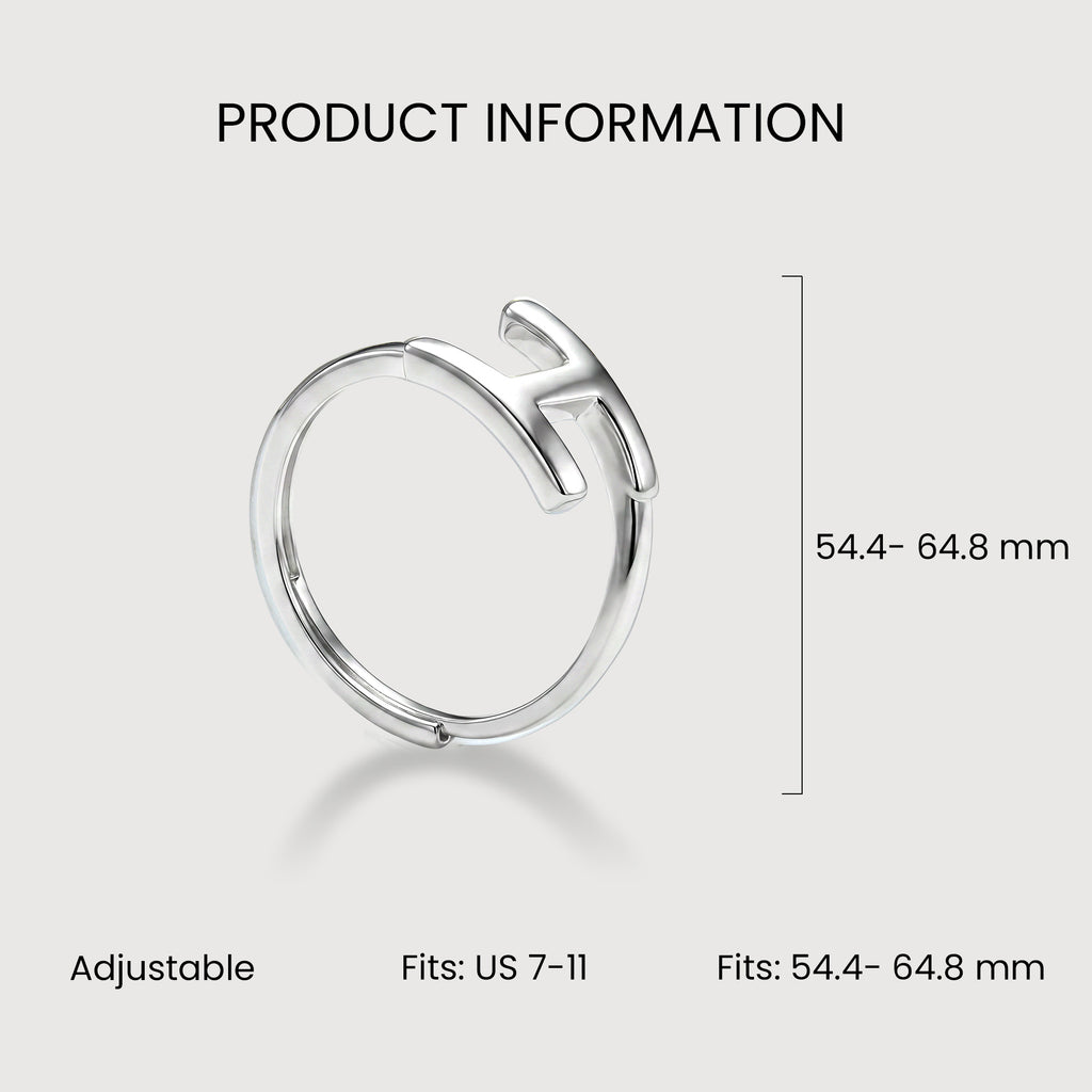 Silver H Open Ring