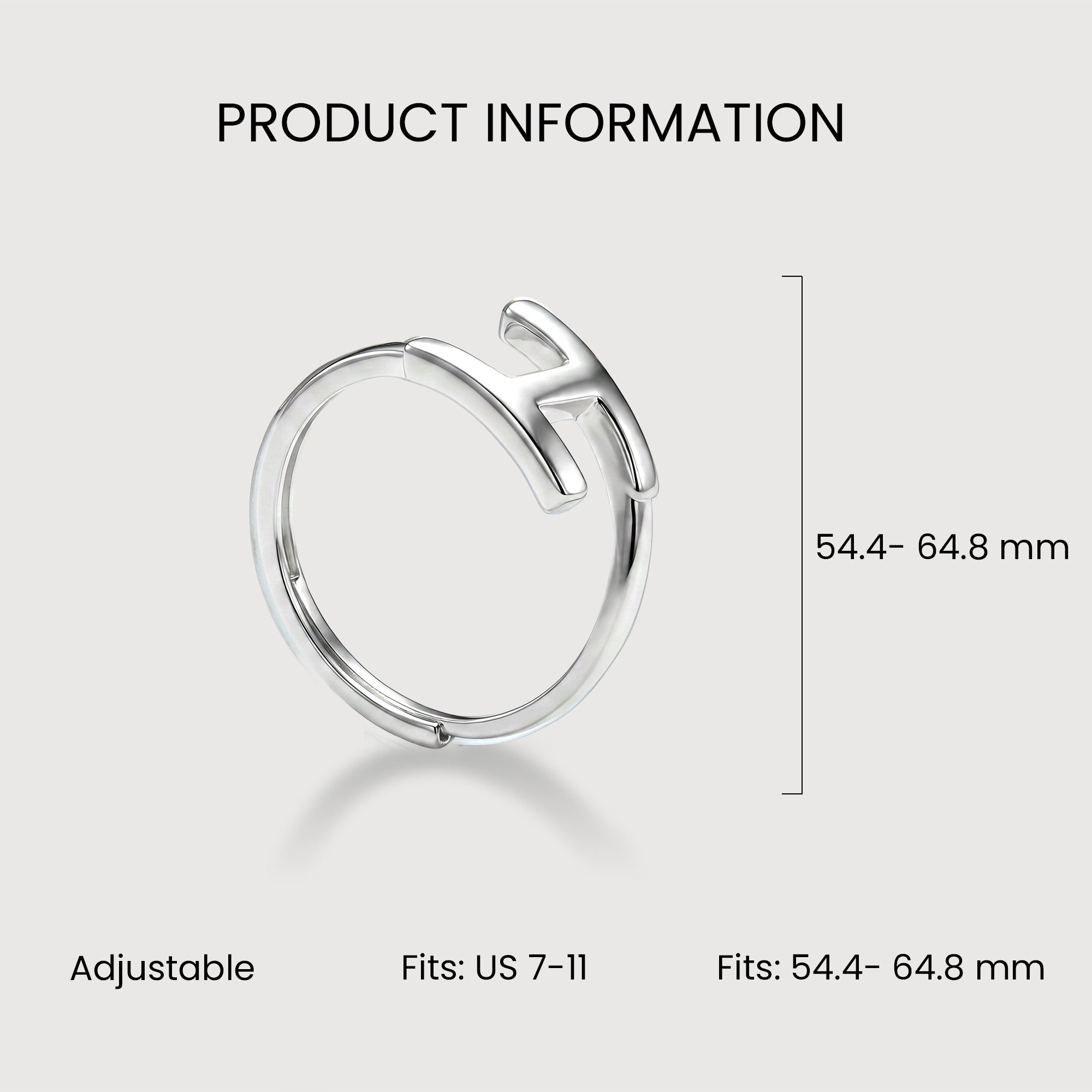 Silver H Open Ring