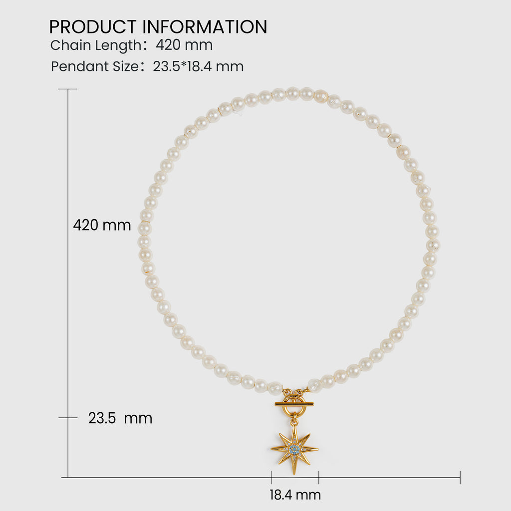 Elegante Collar de Perlas con Dije de Estrella