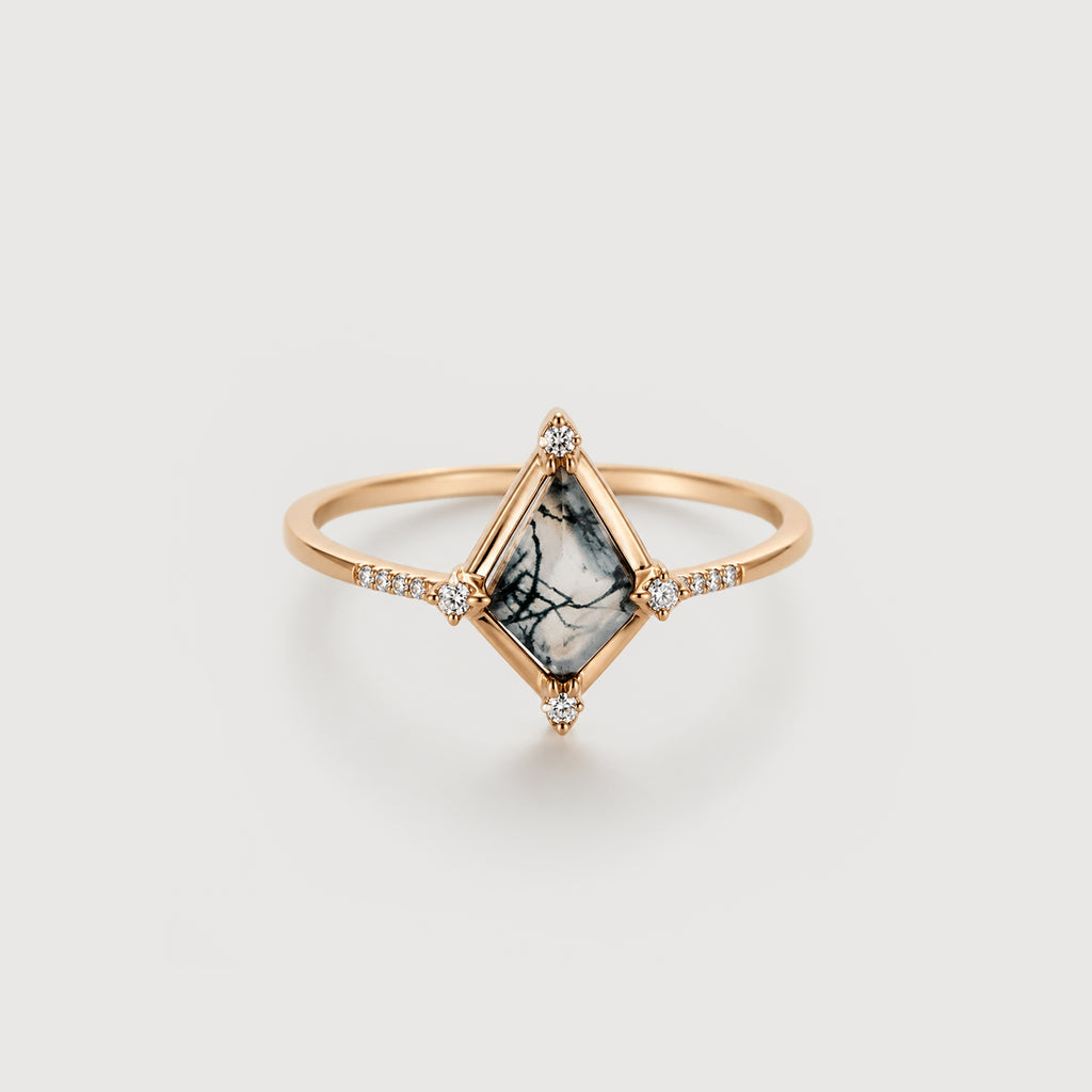 Moss Agate Radiant Ring