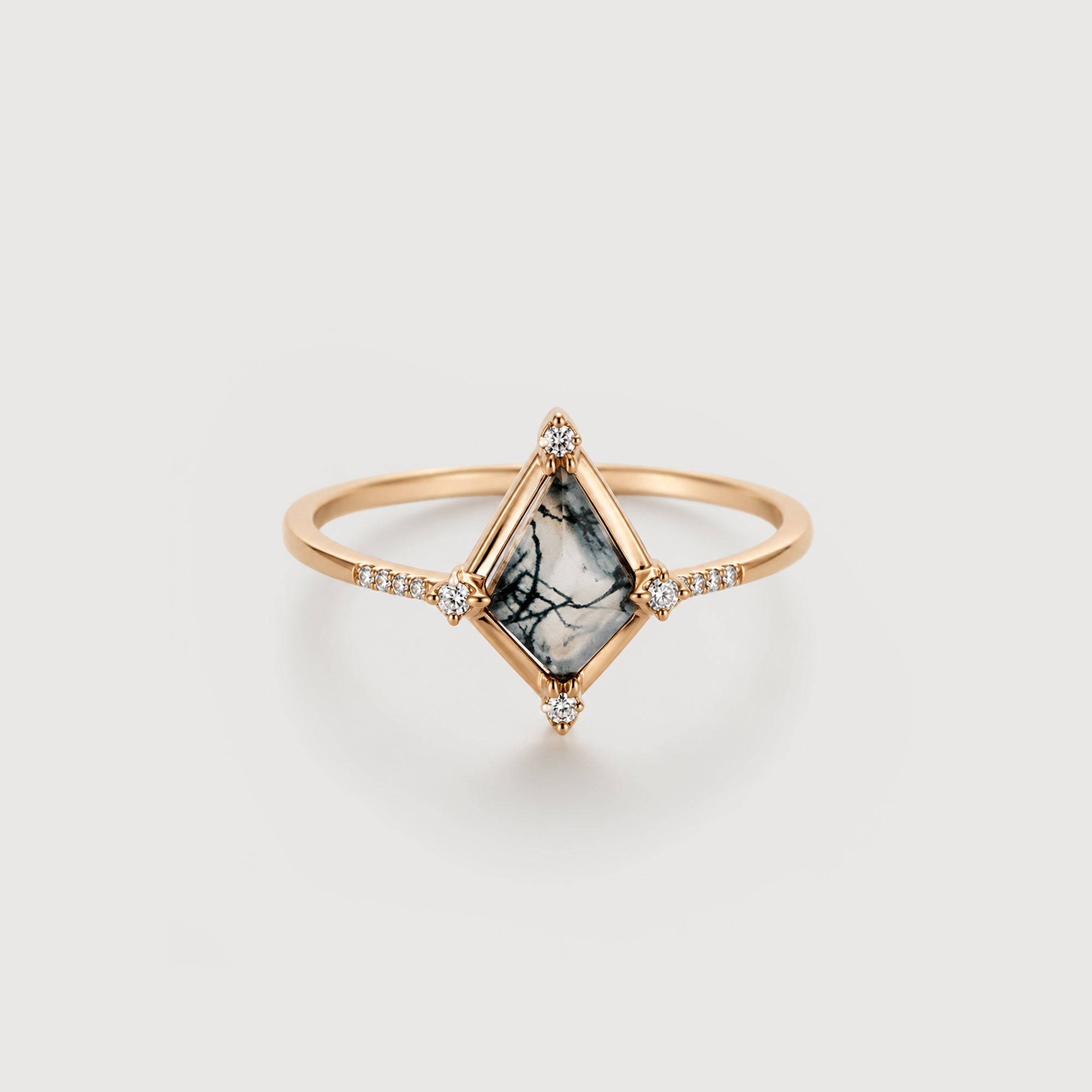 Moss Agate Radiant Ring
