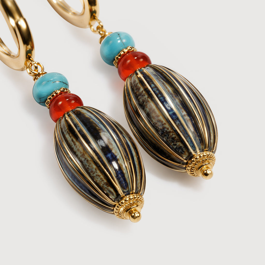 Turquoise Drop Hoops