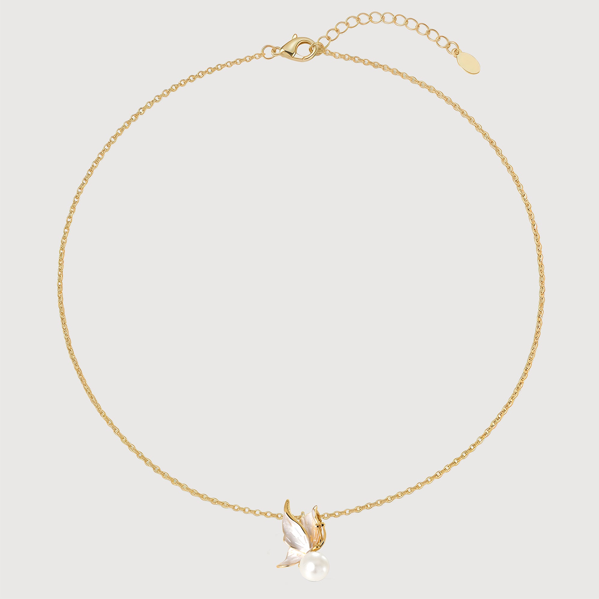 Golden Butterfly Pearl Necklace