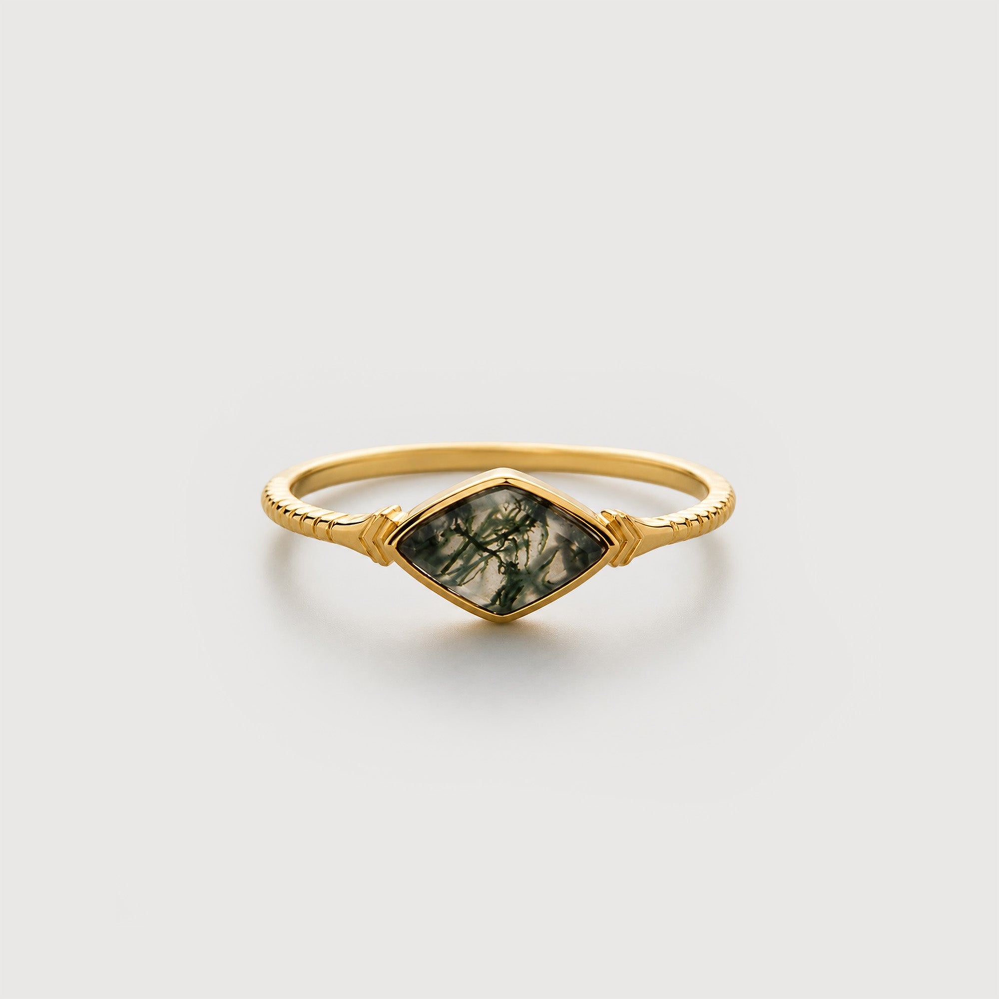 Moss Agate Gold Ring
