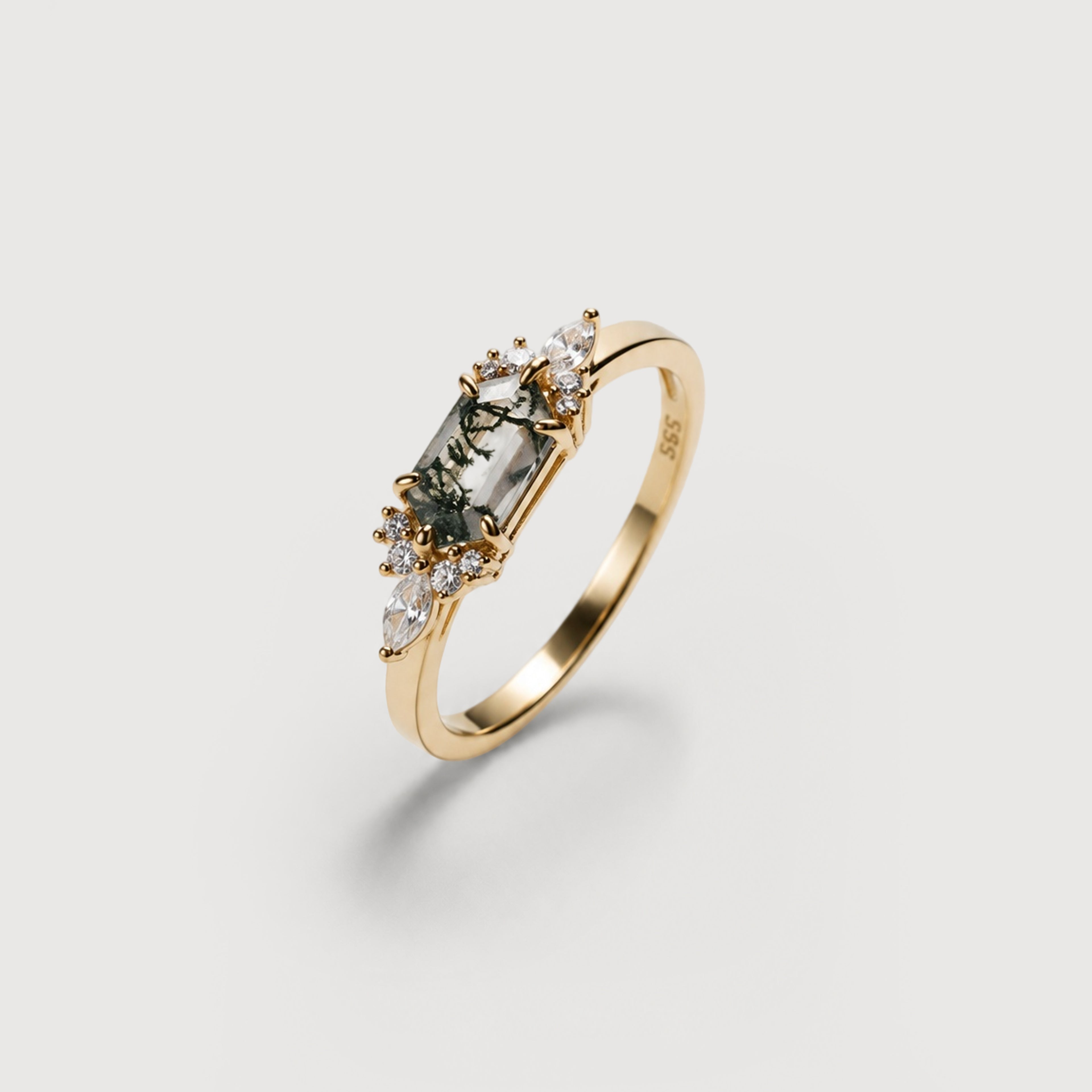 Green Moss Agate Gold Ring
