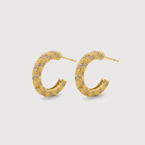 18K Gold-Plated CZ Hoop Earrings