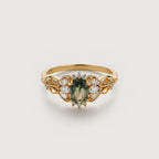 Moss Agate Halo Ring