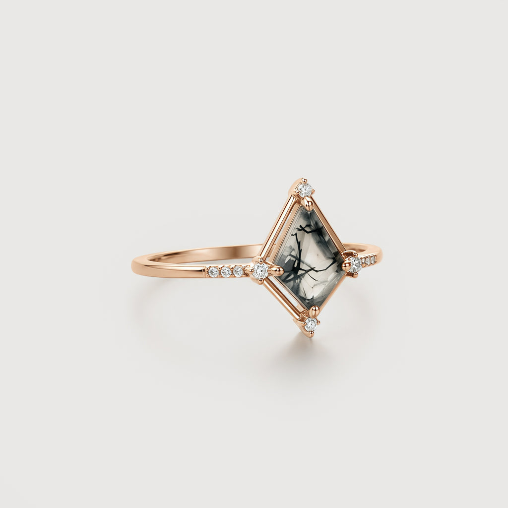 Moss Agate Radiant Ring