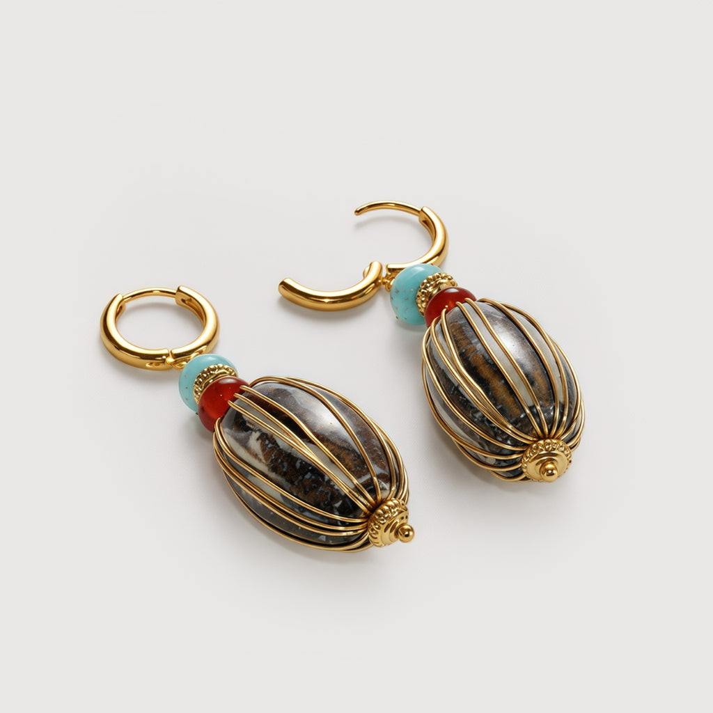 Turquoise Drop Hoops