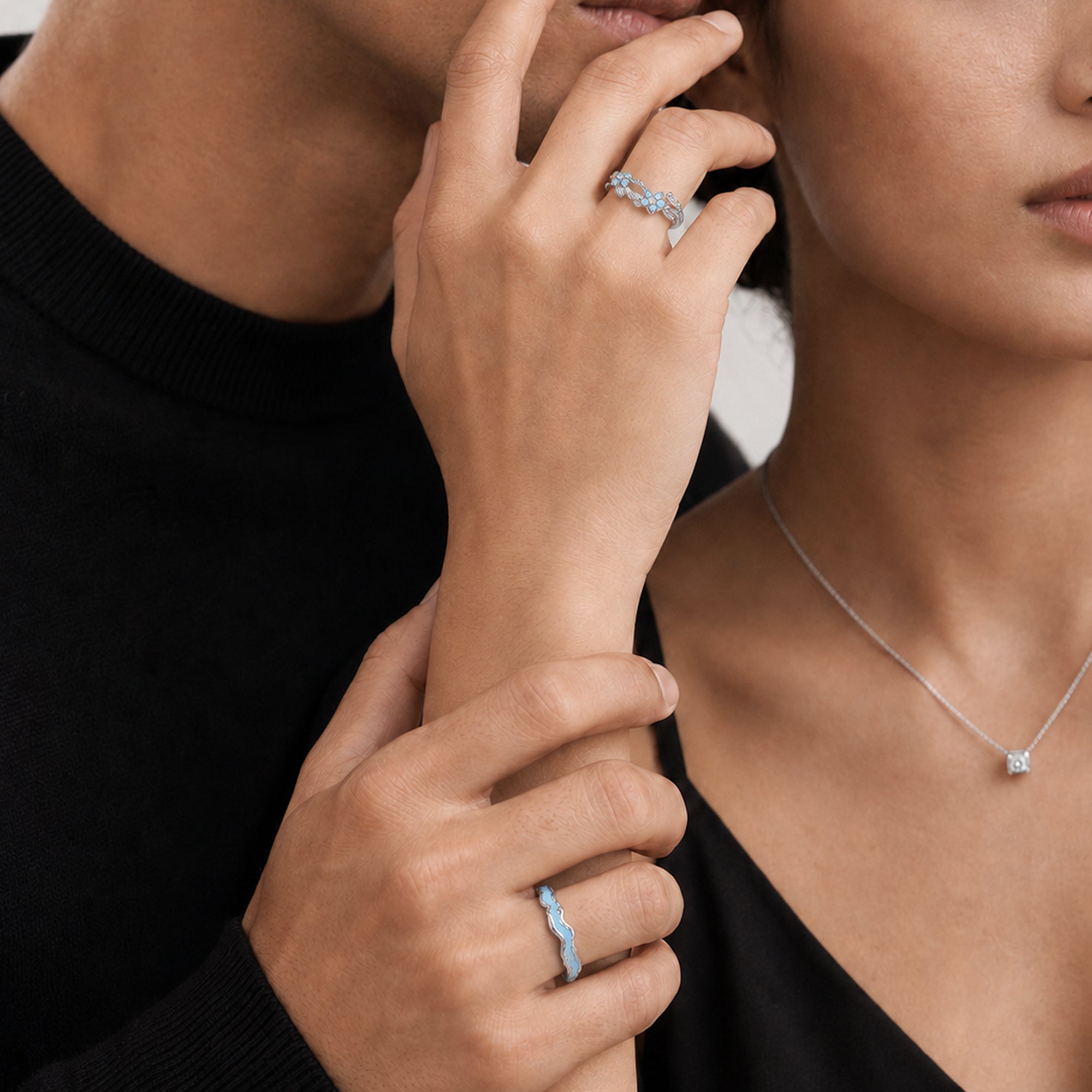 Forget-Me-Not Couple Rings