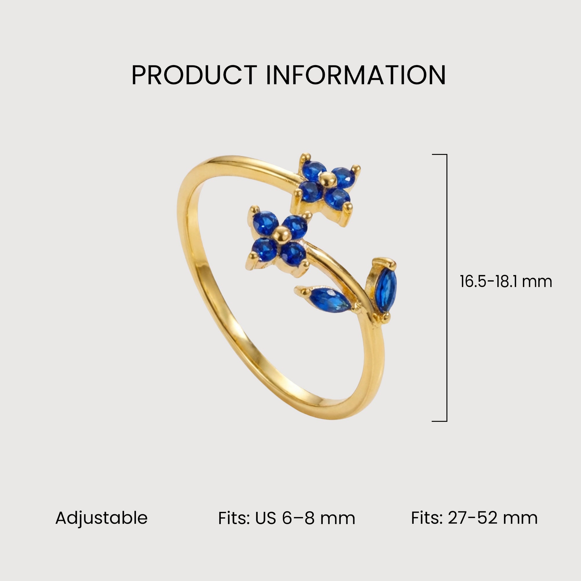 Blue Zirconia Floral Ring
