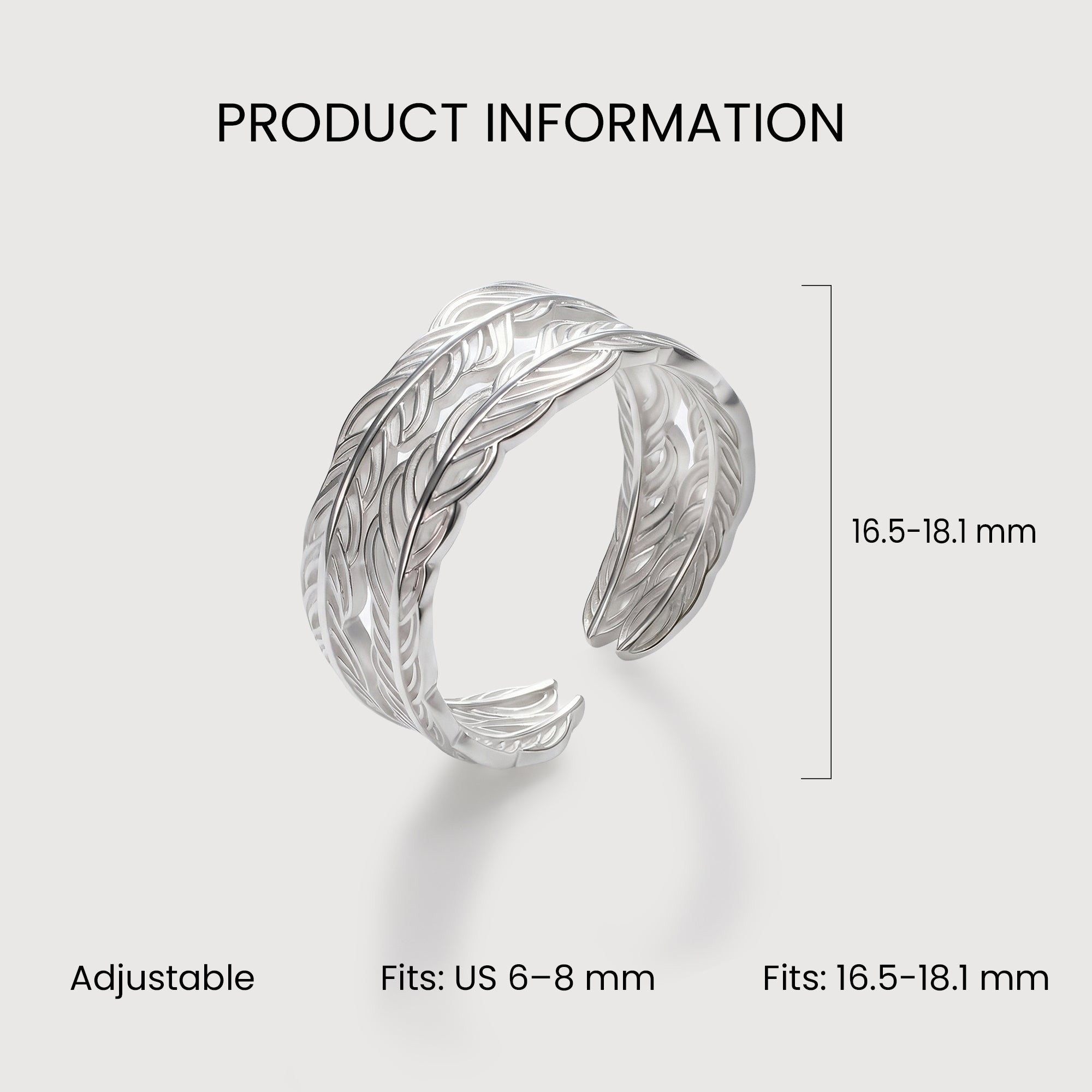 Feather Open Ring in Sterling Silver