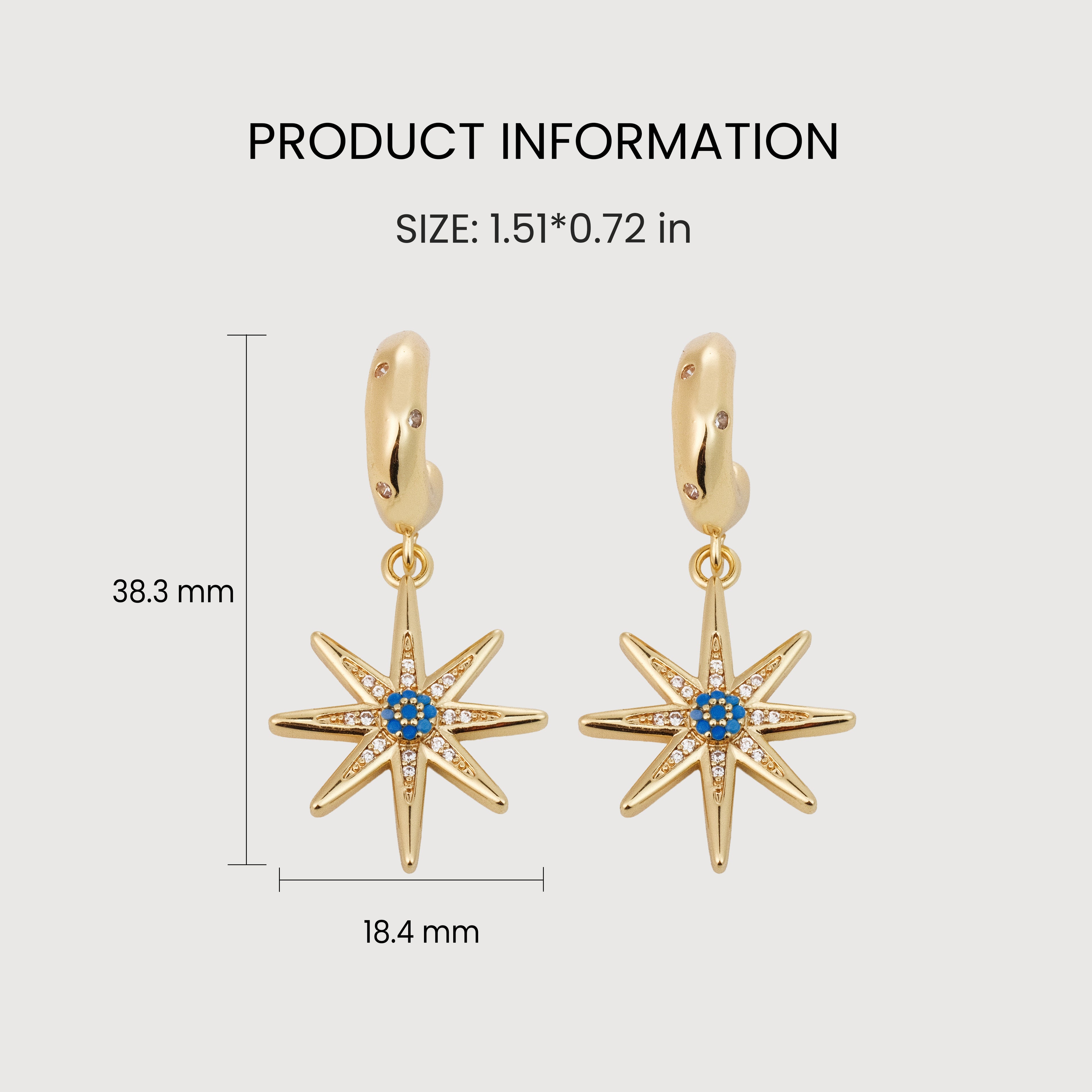 Pendientes Starburst con baño de oro