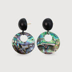 Luminous Abalone Shell Circle Drop Earrings