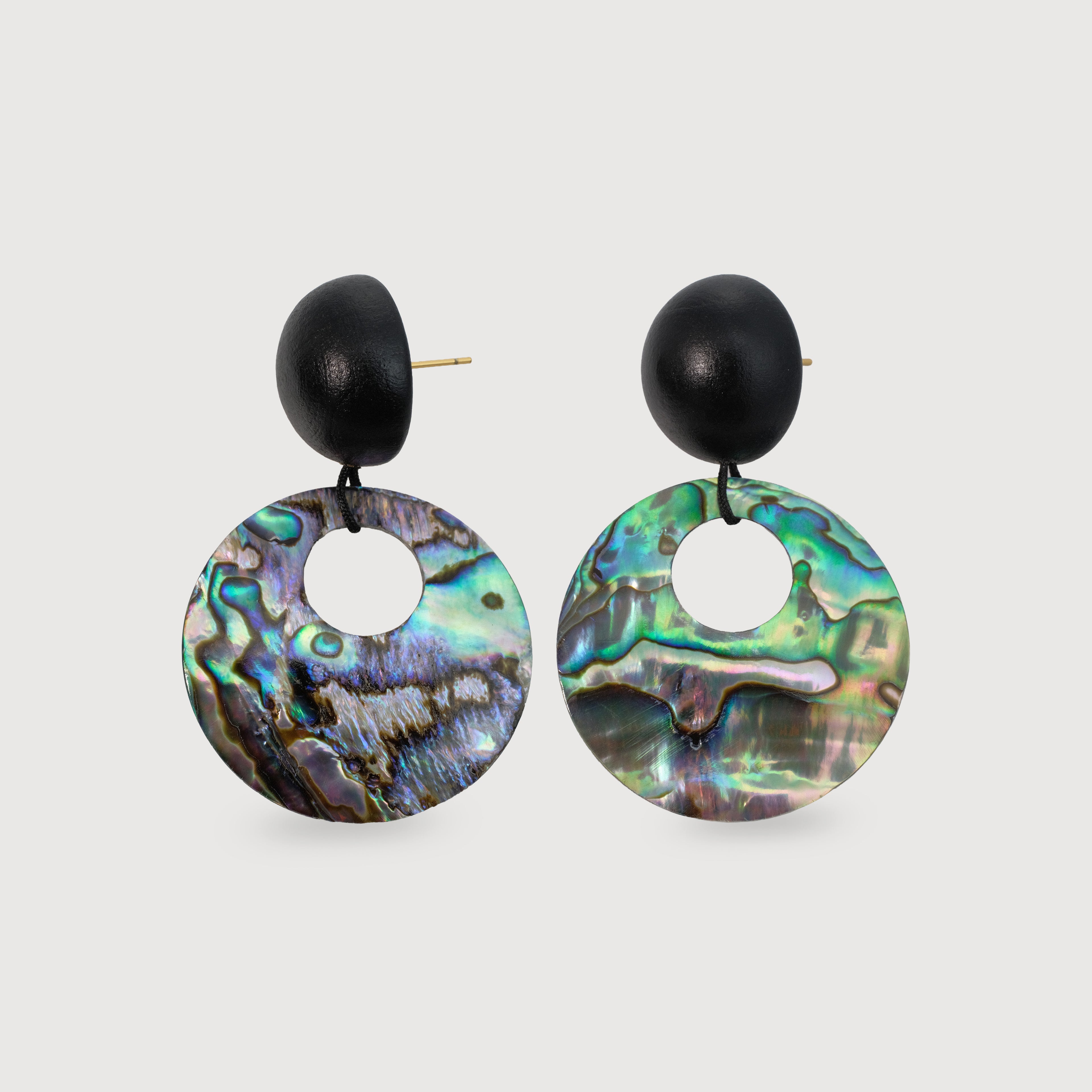 Luminous Abalone Shell Circle Drop Earrings