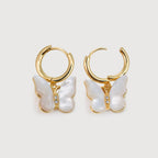 Pendientes de aro perla con mariposa