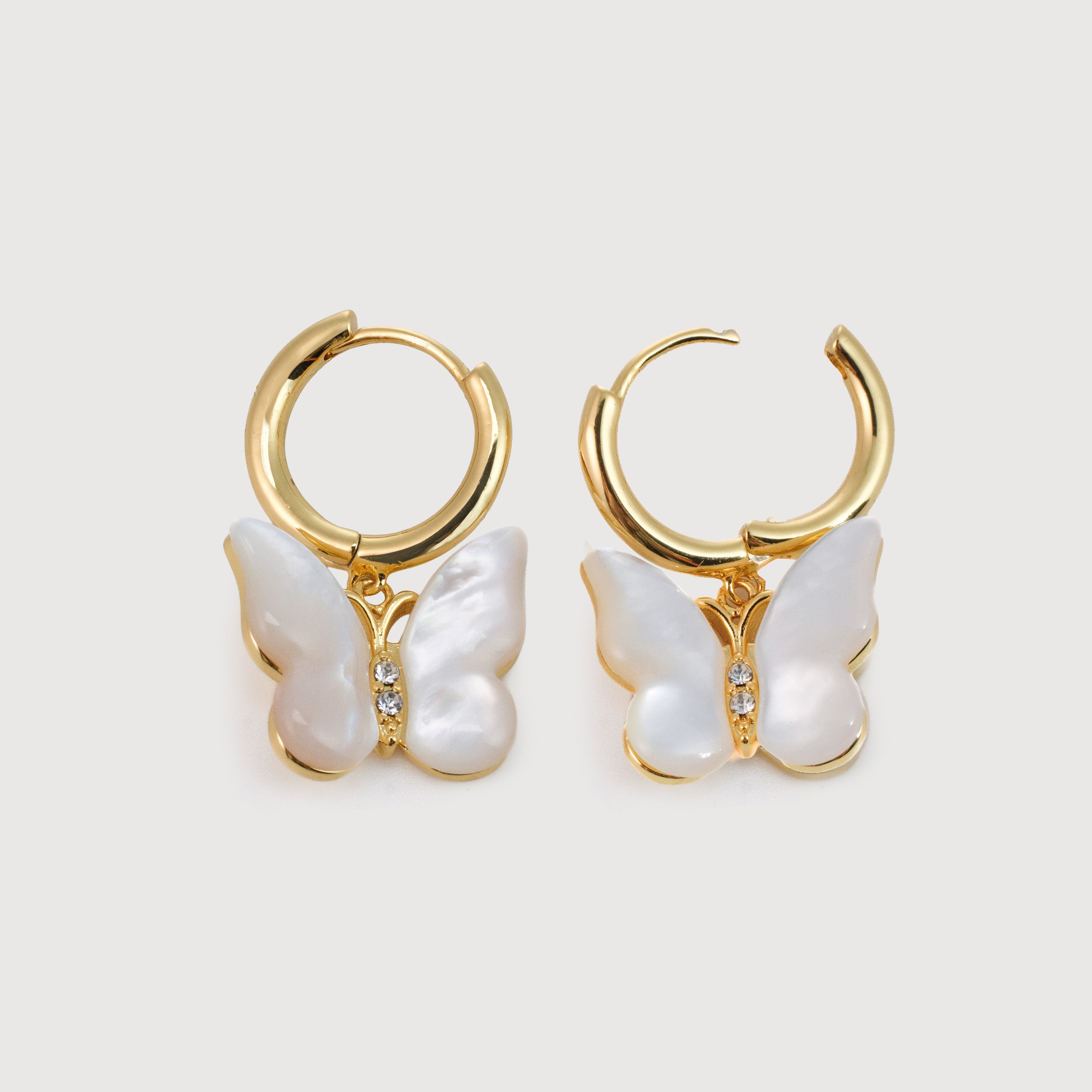 Butterfly Pearl Hoop Earrings