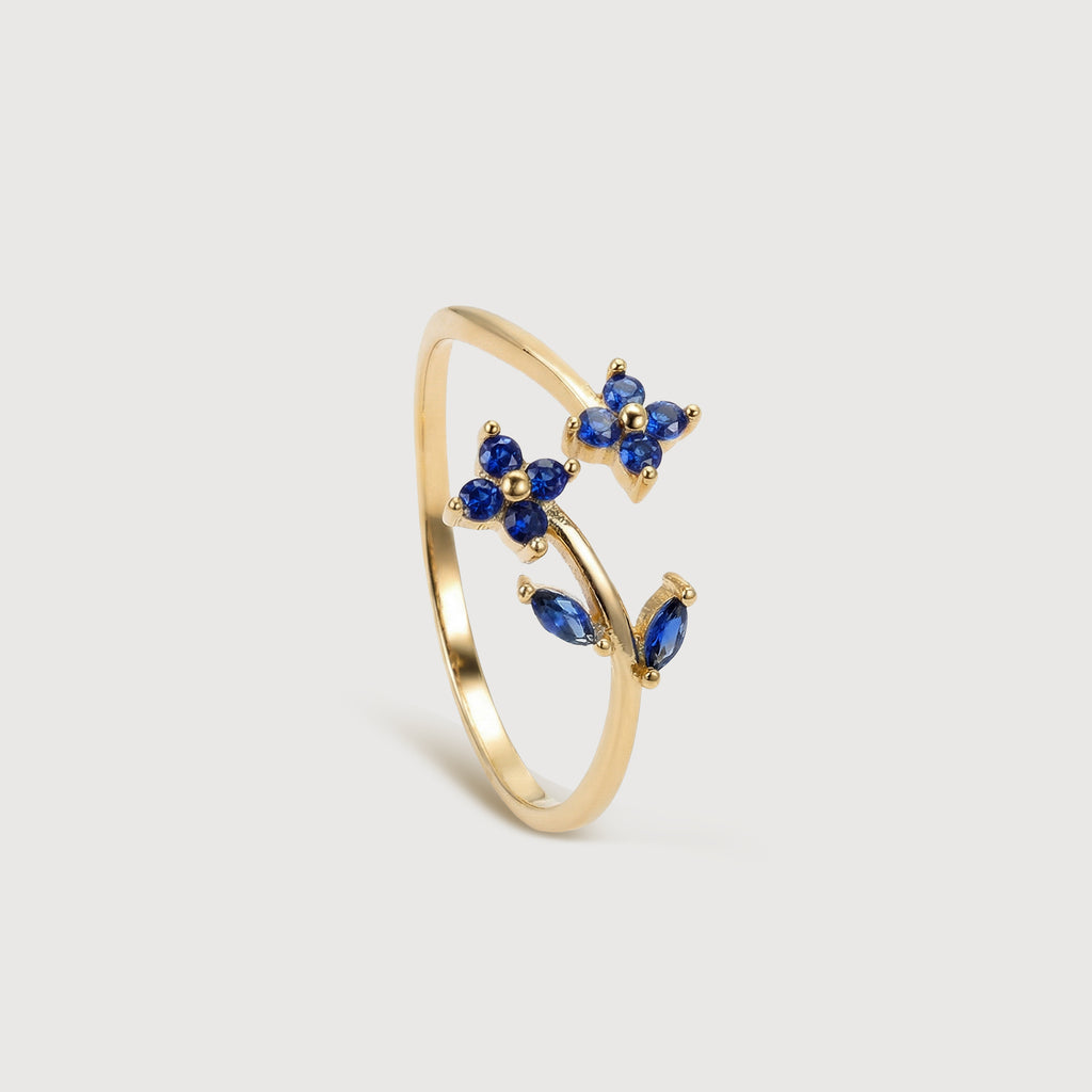 Blue Zirconia Floral Ring