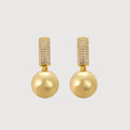 Gold Pearl Drop Earrings with Diamond Accents