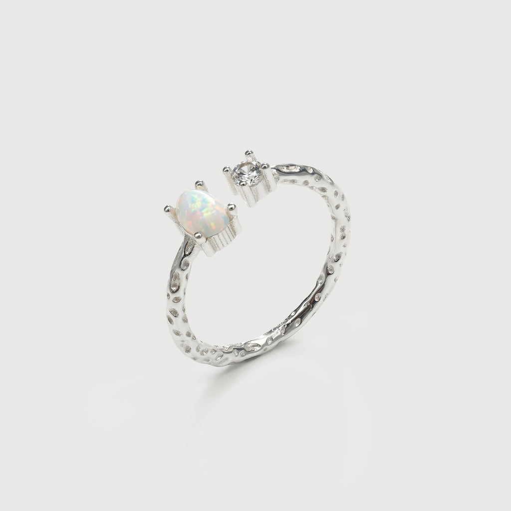 Adjustable Opal & Cubic Zirconia Ring
