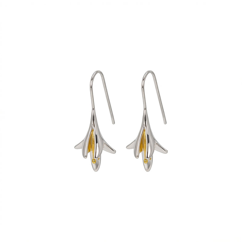 Sterling Silver Drop Earrings with Gold Accent