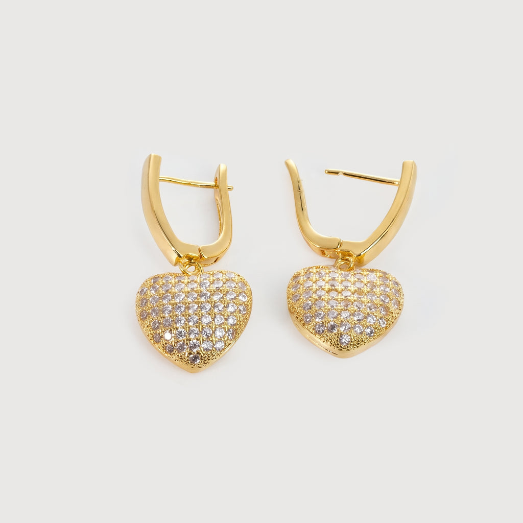 Pavé Heart Drop Earrings