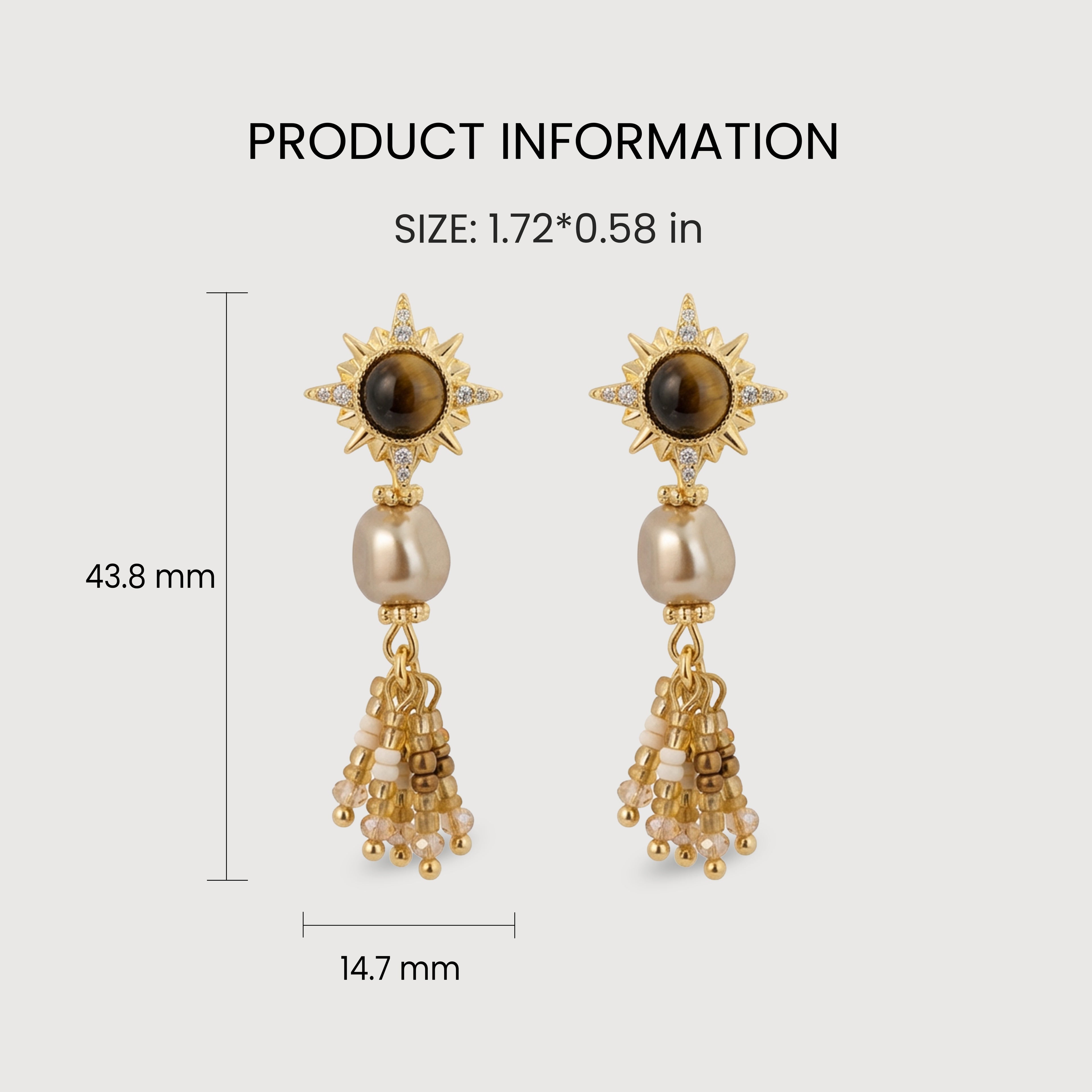 Sunburst Tiger’s Eye Pearl Earrings