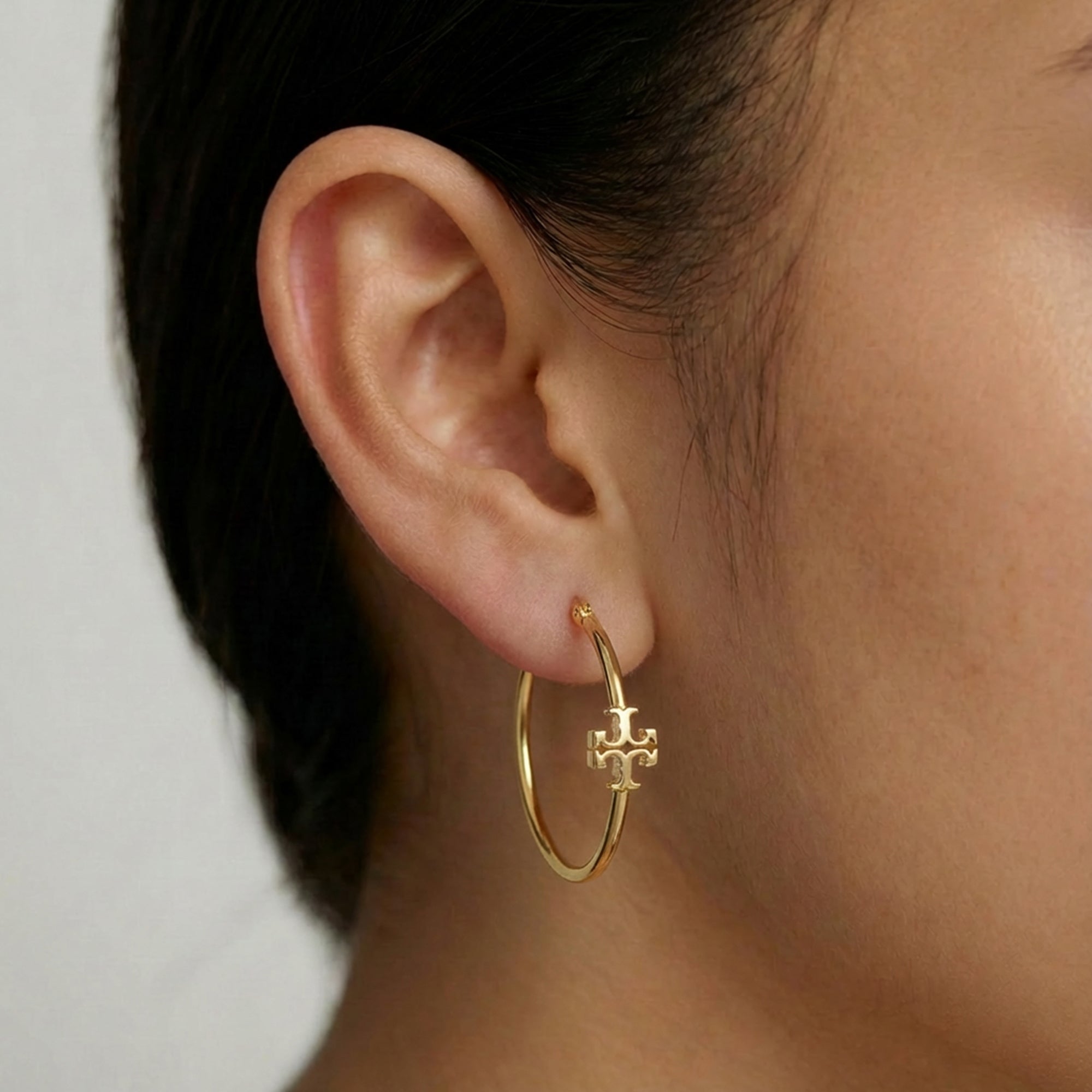 18K Gold-Plated Cross Hoop Earrings